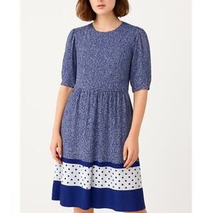 Vintage 80s Purple Union Made Pleated Floral Secretary Midi Dress Women 10 Retro